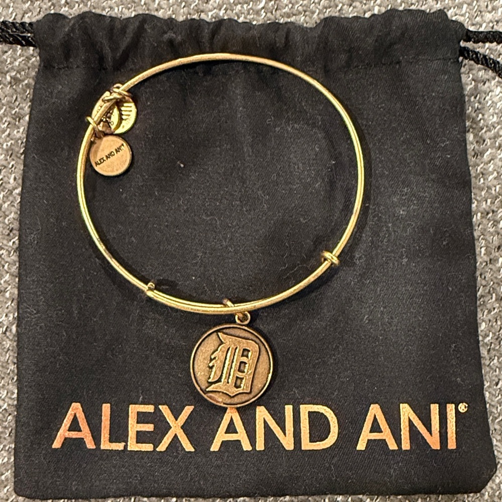 Alex and Ani Gold Initial Charm Bangle - Detroit Tigers